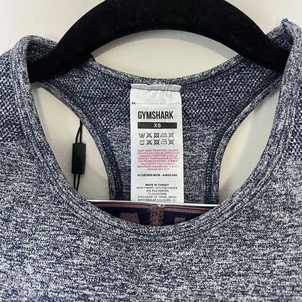 Gymshark Flex Seamless Leggings and Sports Bra Set Size XS NWT Navy Marl Purple